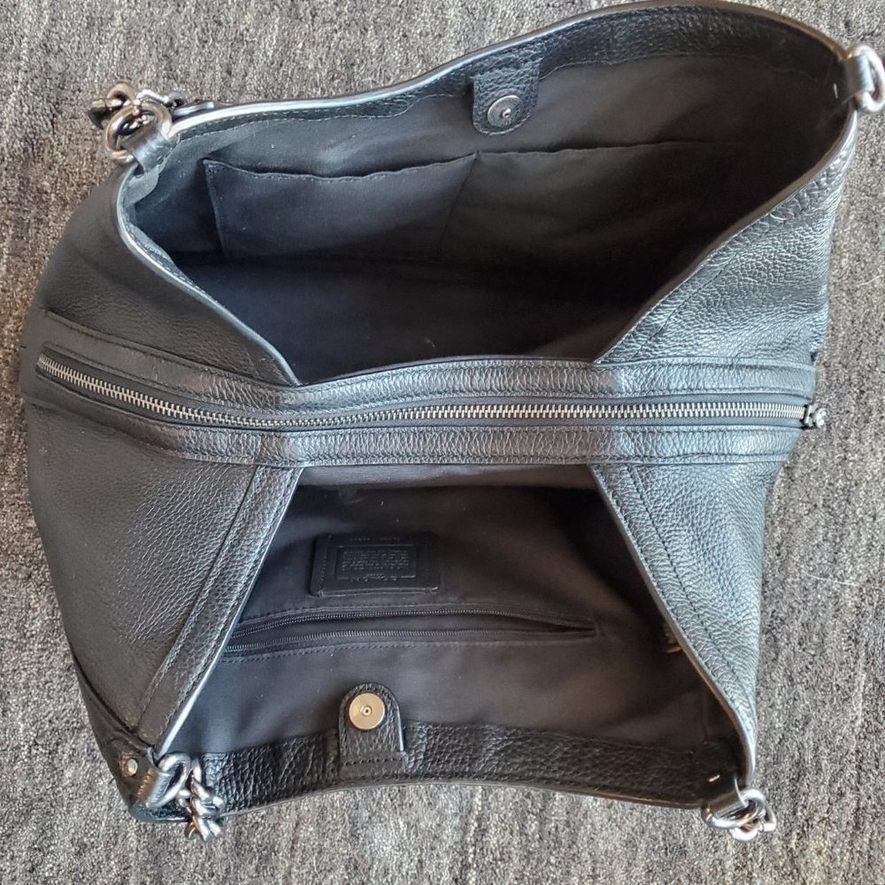 Coach Pebbled Leather Shoulder Bag in Black - Picture 2 of 4